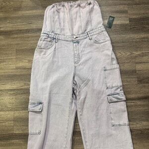 Wild Fable cargo style blue with pink fade jean Jumpsuit XL new with tags